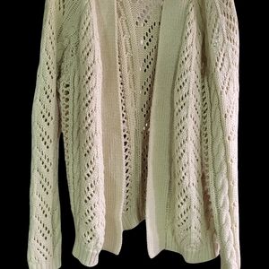 Woven Heart Cream Knit Cardigan
